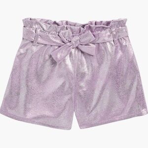 Flapdoodles Shiny Lavender Paper Bag Faux-Tie-Waist Shorts